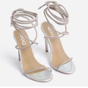 CARMELLA GLITTER  LACE UP HEEL SILVER HOLOGRAPHIC